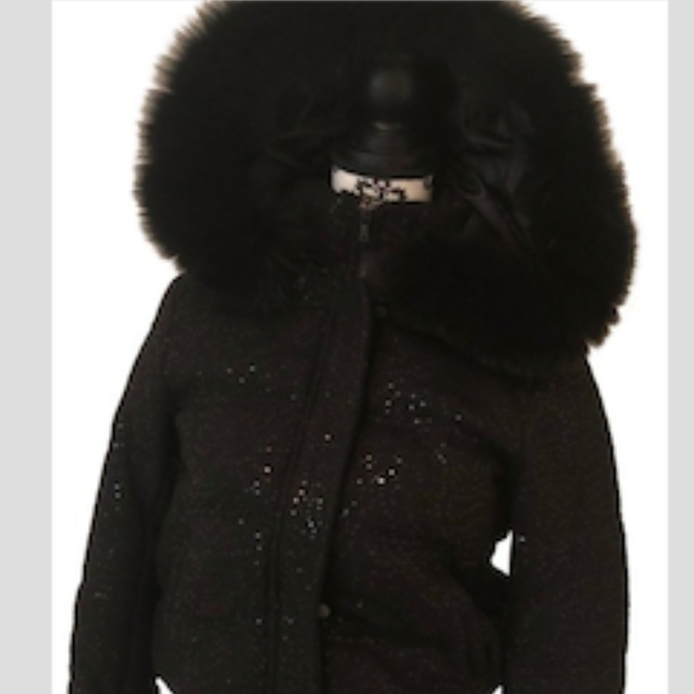 Alice + Olivia Black Sequin Puffer Coat